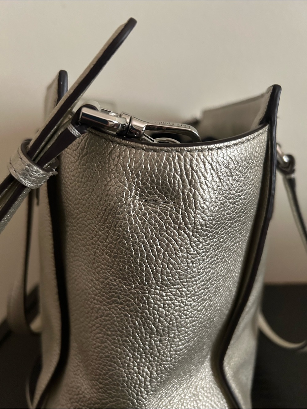 Kate Spade Patterson Drive Metallic Champagne Pebbled Leather Bag w/ Strap - Picture 7 of 13
